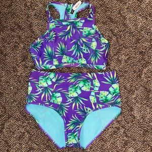 Purple and green high waisted bikini size 2XL